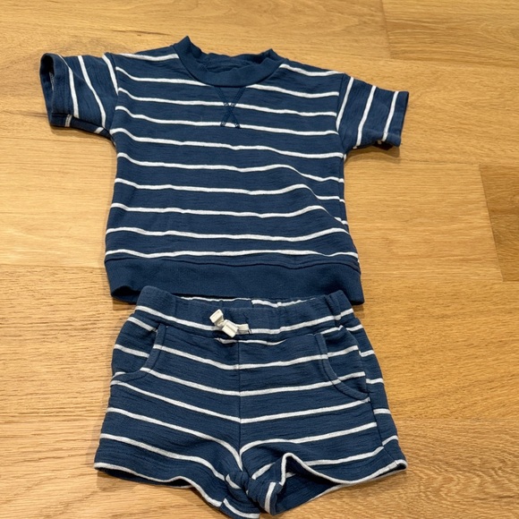 Little Planet Other - Kids Striped Blue and White Matching Set